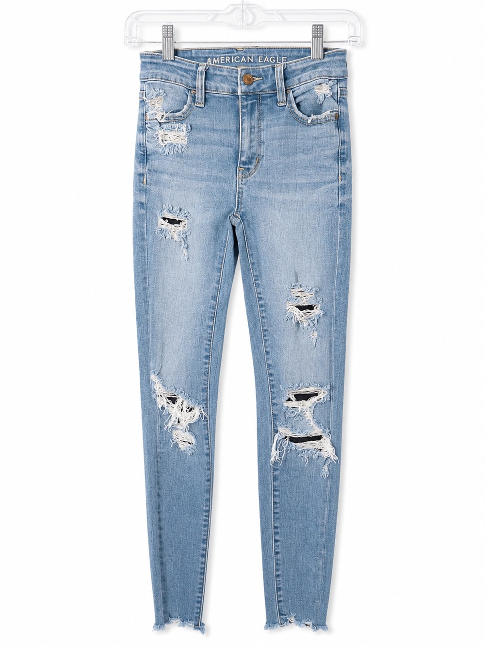 American Eagle Outfitters Light Blue Ripped High-Rise Skinny Jeans